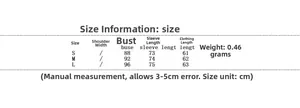 Size chart for the slim fit high-neck jacket with bust and sleeve length measurements