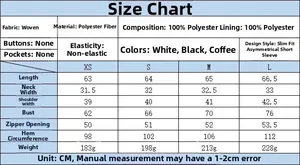 Detailed size chart for off-shoulder puff sleeve top with material and dimension info