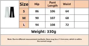 Size chart for women's high-waist wide-leg pants set with ruffled off-shoulder design
