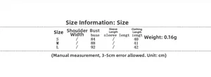 Size chart table for sleeveless sequined crop top and skirt set with measurements