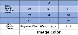 Detailed size chart for the ruffle hem t-shirt with measurements in S M and L sizes