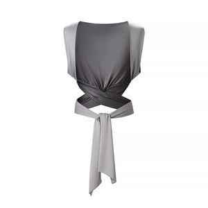 Women's summer two-piece set featuring grey sleeveless wrap top and sequin waist maxi skirt