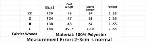 Size chart showing bust and length measurements for the pink puff sleeve fashion shirt