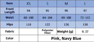 Size chart for quick-dry cropped casual pants in polyester with XS-L measurement details
