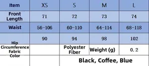 Detailed size chart for lace waist skirt with measurements for XS to L in centimeters