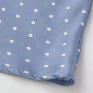 Summer blue polka dot satin fishtail skirt with premium silk luster and neat hem details