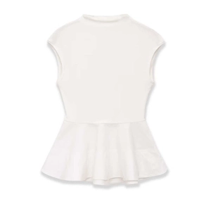 Women Elegant Sleeveless Peplum Top Round Neck Ribbed Knit Waist Ruffle Hem Solid Color Casual Summer Tank Top