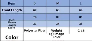 Detailed size chart for women's knit top showing measurements in cm for S M L sizes