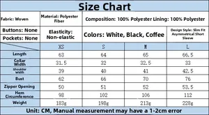 Size chart showing garment measurements for puff sleeve tops in centimeters and grams
