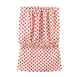 Retro polka dot strapless tube top with elastic waist in cream and red colors