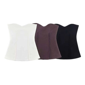 Top Bustier Corset Sexy Col Coeur pour Femmes Coupe Ajustée Sans Bretelles Débardeur Court Décontracté Fête Été
