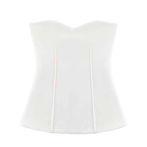 Haut corset blanc sans bretelles avec bustier structuré et décolleté en V chic