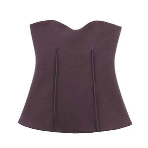 Corset court violet foncé avec baleines et décolleté en cœur, coupe ajustée sexy