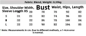 Detailed size guide table for women's slim fit pleated short dress with measurements