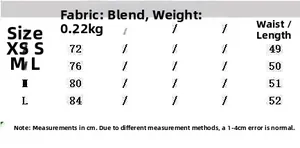 Size chart for vintage plaid skirt showing XS to L measurements in centimeters