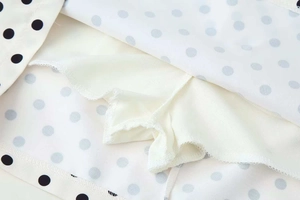 Détail de la robe à pois rétro avec une doublure short de sécurité blanche intégrée