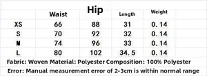Size chart table for satin lace shorts showing XS to L measurements in centimeters
