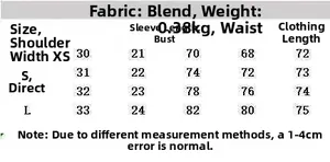 Detailed size chart for short sleeve pleated dress with chest and waist measurements