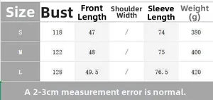Detailed size guide for apricot doll collar drawstring jacket with garment measurements