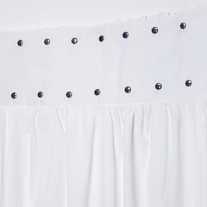 White casual midi skirt with black rivet studs and gathered pleat details for women