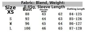 Guide des tailles pour robe midi minimaliste avec mesures de XS à L en centimètres