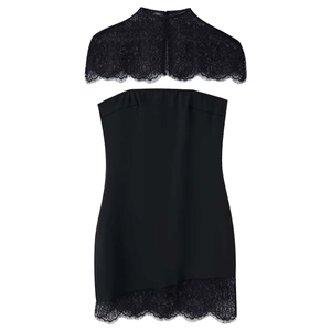 Ensemble sexy noir avec boléro en dentelle et robe courte bustier pour femme