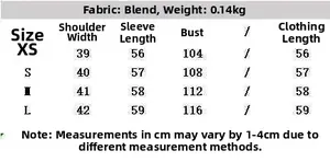 Size chart for beige lace chiffon blouse showing measurements for XS to L in centimeters