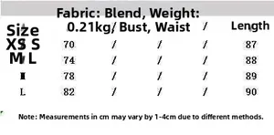 Detailed size chart for women's asymmetric ruffled skirt with measurements in centimeters