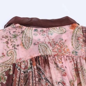Chemisier femme en mousseline à imprimé floral paisley avec col nœud et manches