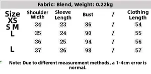 Size chart for summer drawstring ruffle top and skirt set with detailed cm measurements