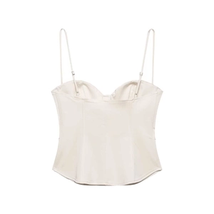 Top estilo corsé blanco crema con tirantes finos y escote corazón para mujer