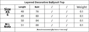 Detailed size chart with measurements for the lace-up camisole top from XS to L