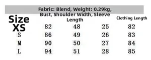 Detailed size chart for white puff sleeve shirt dress with fabric and weight info