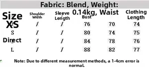Size chart table for retro polka dot dress showing bust waist and length measurements