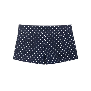Short taille haute bleu marine à pois blancs avec coutures avant et coupe ample