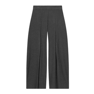 Pantalon large à taille haute pour femmes avec fines rayures en gris anthracite