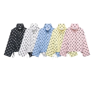 Women's casual high neck polka dot jackets in five colors with drawstring hem