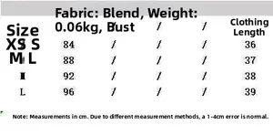 Size chart for vintage white lace camisole showing measurements in cm from XS to L