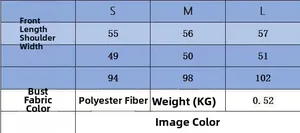 Detailed size chart for women's knitted vest including length, shoulder, and bust dimensions