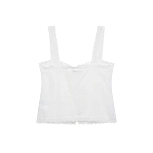 Vintage white lace camisole top with floral embroidery and square neckline
