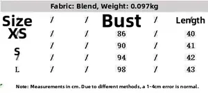 Size chart for summer sleeveless ruffle halter top with bust and length measurements