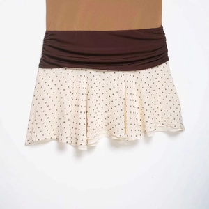 Elegantes Patchwork-Polka-Dot-Kleid mit Taillenfalte und Retro-Ausgestelltem Rock