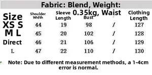 Size chart table for plaid shirt dress with shoulder, sleeve, bust, and length measurements
