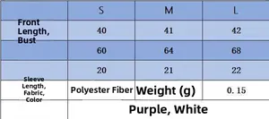 Size chart showing measurements for the ribbed knit top in polyester fabric