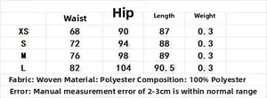 Size chart for women's summer polka dot skirt including waist and hip measurements