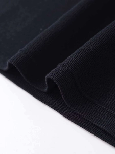 Close-up of contrast knit fabric showing detailed ribbed texture and hem craftsmanship