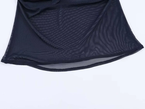Close-up of breathable mesh fabric texture and high-quality hem stitching detail