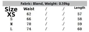 Detailed size chart for summer plaid skirt including waist and length for XS to L sizes
