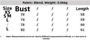 Size chart for V-neck lace camisole showing bust and length measurements in centimeters
