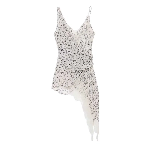 Caraco blanc à pois avec bordure en dentelle et ourlet asymétrique pour femmes